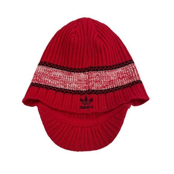 Chicago Bulls NBA Adidas Vtg Red Embroidered Acrylic Winter Beanie Visor Hat euc - Picture 2 of 8